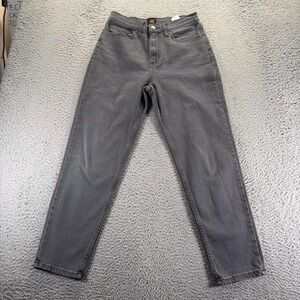 Lee Legendary Jeans Womens 8 Gray Denim Mom Skinny Leg Workwear Stretch Faded